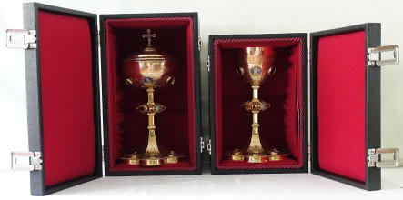 Ornate French antique solid silver gilt Gothic Chapel Set